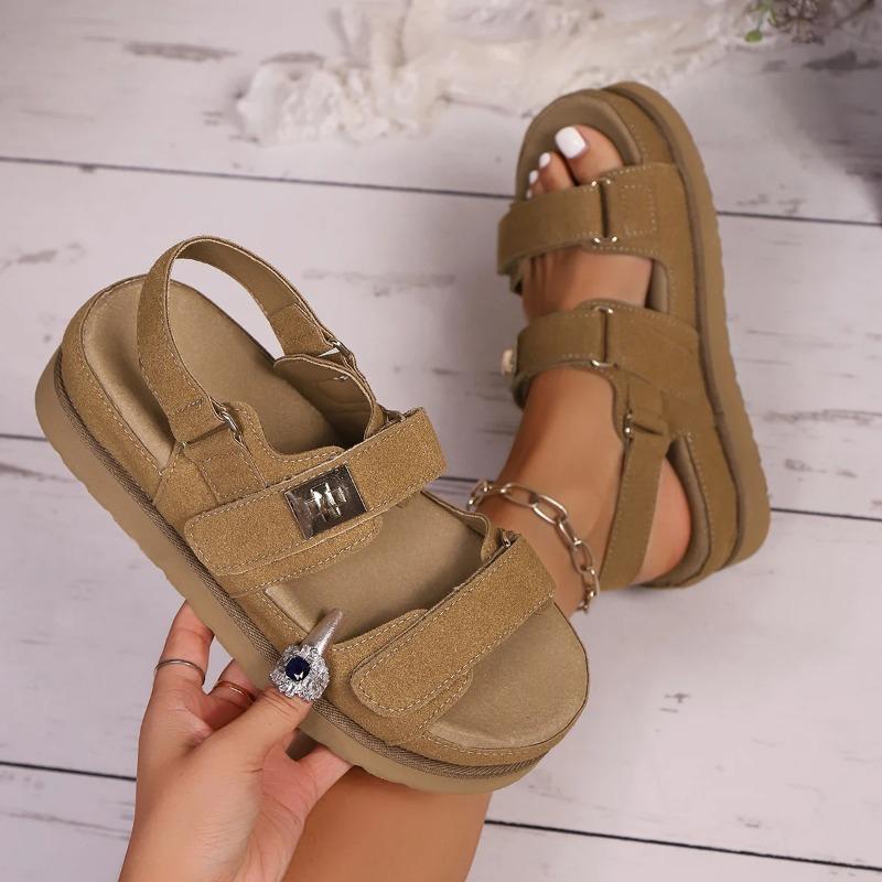 

Women Roman Flat Sandals Casual Comfortable Thick Sole Sandals Height Increase Summer Shoes Zapatos De Mujer 42EU/CN43 коричневий