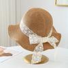 Lace Bowknot Straw Hat Women, Summer Wide Brim Beach Vacation Hat