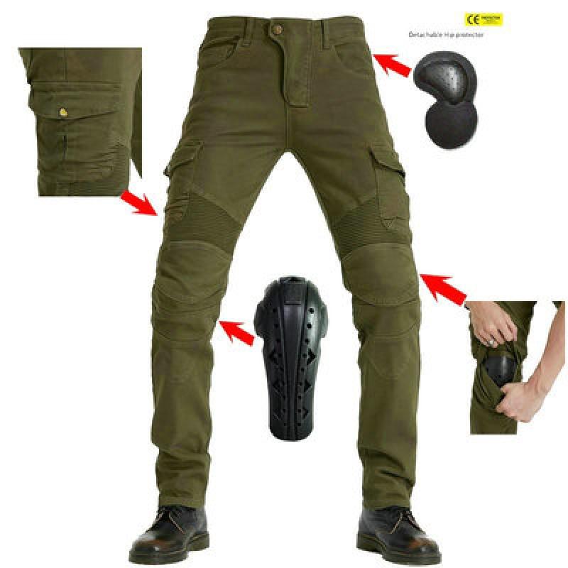 Men Women Motorcycle Riding Pants Tactical Cargo Jeans Green Blue Black Cotton Stretch Workwear Long Length