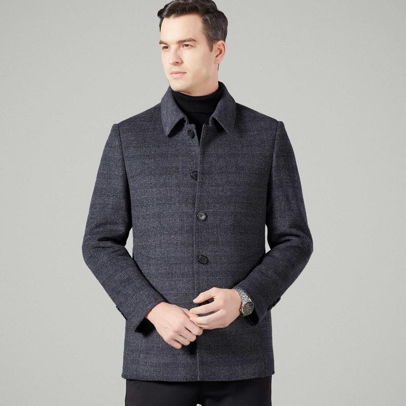 Autumn and winter men's double-sided woolen coat mid-length lapel woolen windbreaker coat dad cashmere jacket