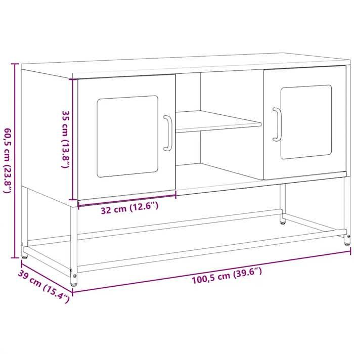 VidaXL TV Stand Pink 100.5x39x60.5 Cm Steel, TV Stand, TV Sideboard, Multimedia Cabinet, TV Bench, Hi-fi Cabinet, Center 853381