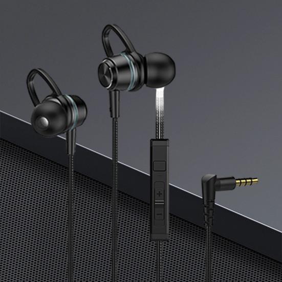 3.5MM Wired Earphones Earbuds with Mic In-ear Stereo Pure Bass Noise Reduction Metal