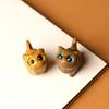 Cute Small Wooden Lucky Cat Figure 1.4" Green Sandalwood Carved Cat Figurine Desk Accessories For Home Decor Parts Gifts
