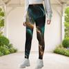 Girls Red Black Abstract Printed Full Length Stretch Waist Yoga Leggings