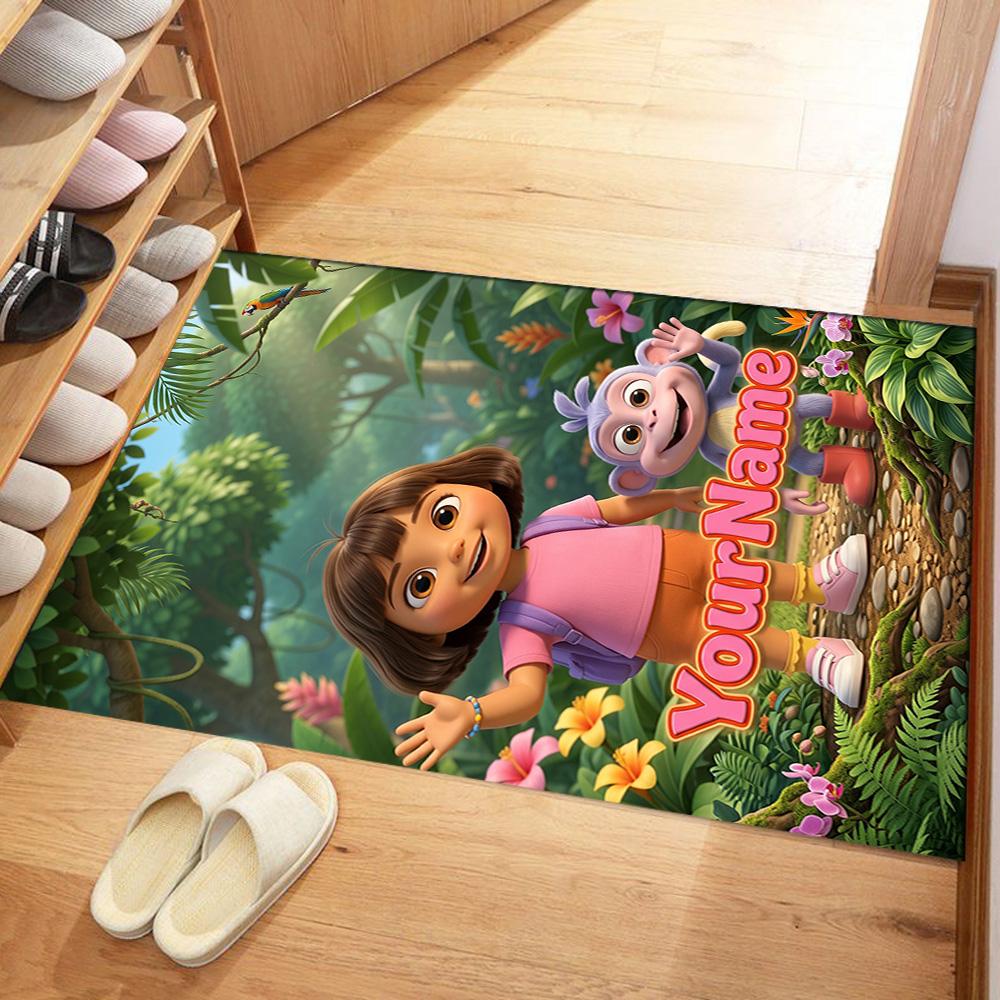 Dora Explorer Customize Your Name Floor Mat Suitable for Study room Outdoor Dining Room Playrooms Anti-slip Rug Office home decor