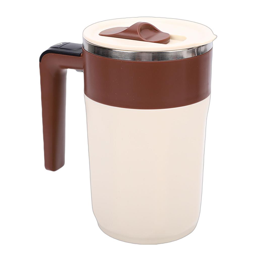   Self Stirring Coffee Mug with Temperature Display Rechargeable Automatic Magnetic Stirring Cup for   Travel Stainless Steel Beige Brown  