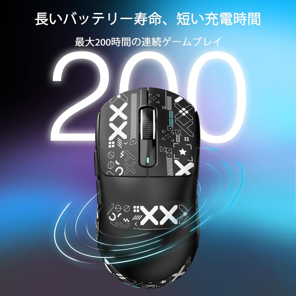 X ATTACK SHARK X3 49g Gaming-Maus mit kabellosem PAW3395 26000 TTC Kaihua 200 Stunden durchgehende Aufkleber A.JAZZ Ultraleicht