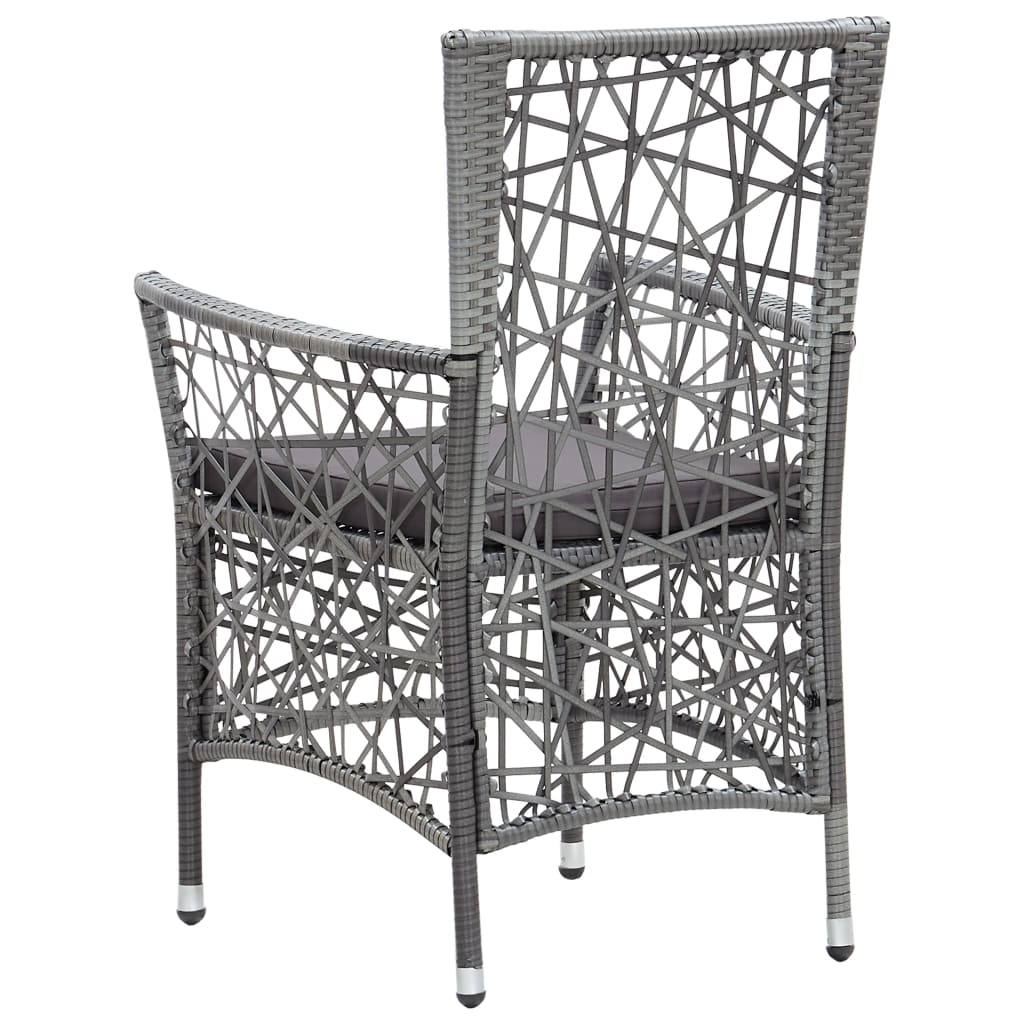 7 Piece Outdoor Dining Set Grey Poly Rattan