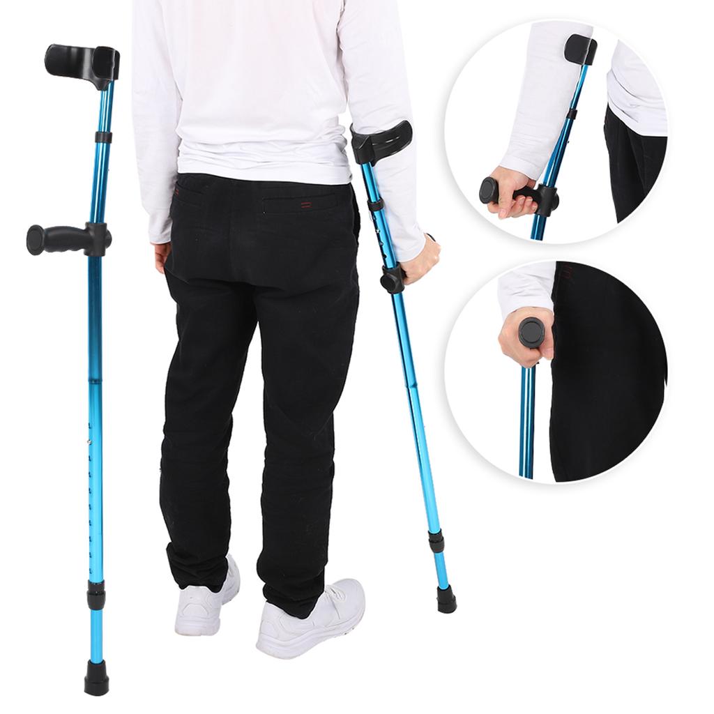 Portable Folding Walking Stick Adjustable Telescopic Underarm Cane Crutch for Seniors Disabled Elderly