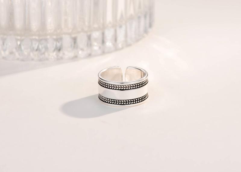 Vintage Style Jewelry Silver Open Adjustable Punk Shape Olive Tree Rings for Women