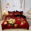 Gold Rose Duvet Covers Set for Women Adults Roses Floral Print Comforter Cover Romantic Flower Bedding Set Valentine's Day Decor