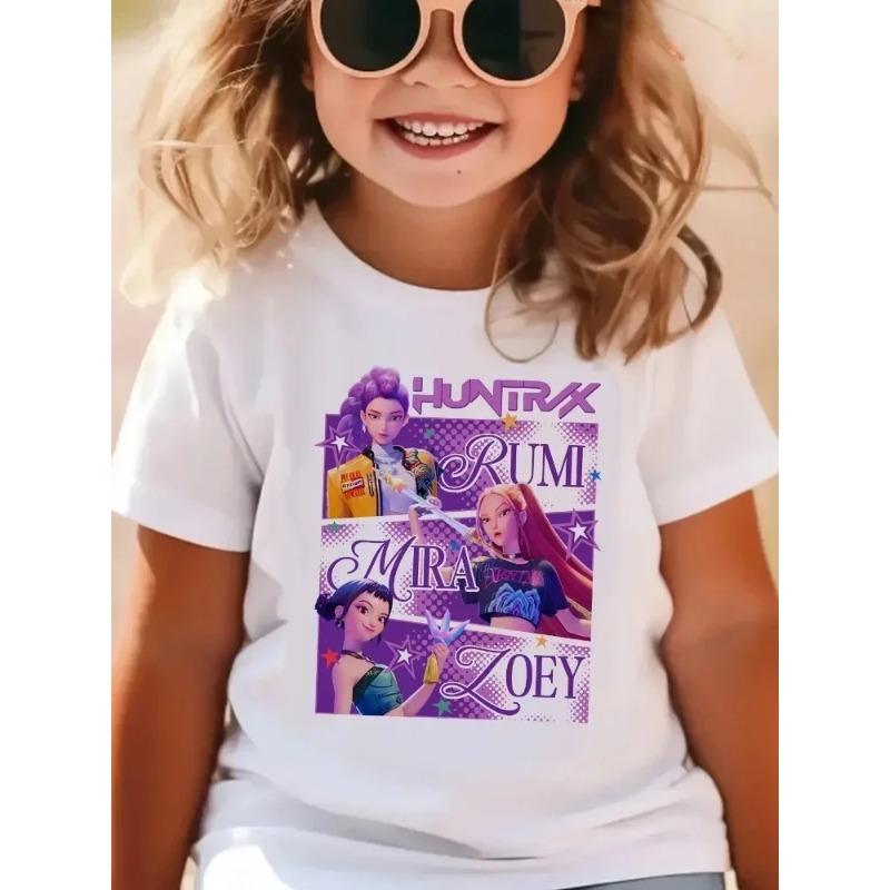 

Huntrix Kpop Demon Hunters T-Shirt for Boys Girls Cotton Fans Gift Summer Crew Neck Short Sleeve Tees Fashion Kids T-shirt 100