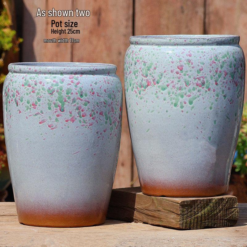 Handgefertigter weißer Grobkeramik-Blumentopf im europäischen Stil für Grünpflanzen, Rosen, Hortensien und Sukkulenten