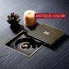Shower Drains 12*12cm Square Bath Drains Strainer Hair Antique Brass Art Carved Bathroom Floor Drain Waste Grate Drain 811529F