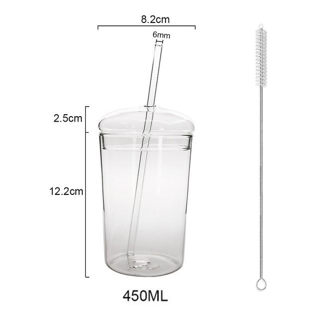 

450 мл стеклянная кружка с крышкой и трубочкой прозрачная чашка для чая кофе стаканы для сока пивная банка молочные чашки мокко кружка для завтрака посуда для напитков 450ml