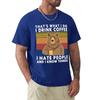 Bear That Is What I Do Drink Coffee Hate People Know Things Vintage T Shirt Harajuku T-shirt 100% Cotton Graphics Tshirt Tops