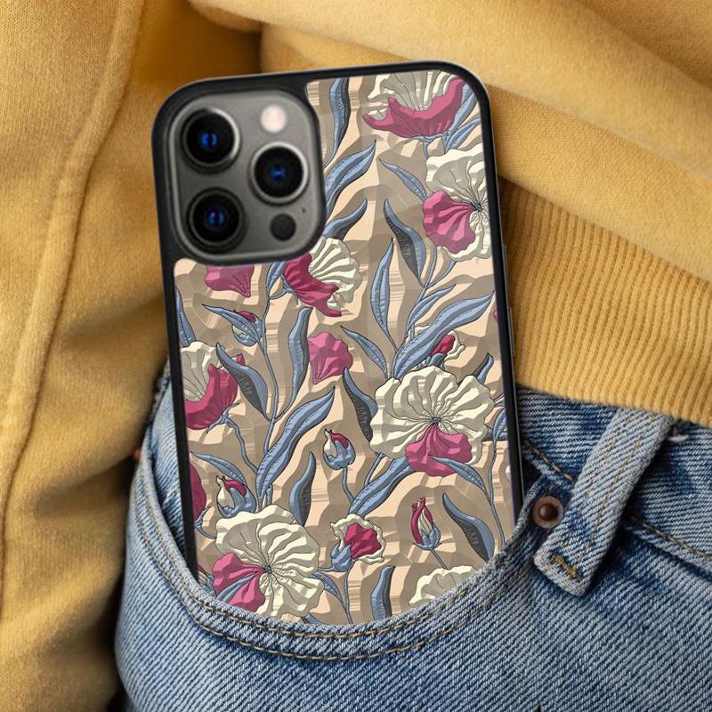 Flower Relief Soft Phone Case for iPhone 17 Air 16e Pro max 15 Pro 13 14 Plus 11 12 MagSafe Magnetic Coque