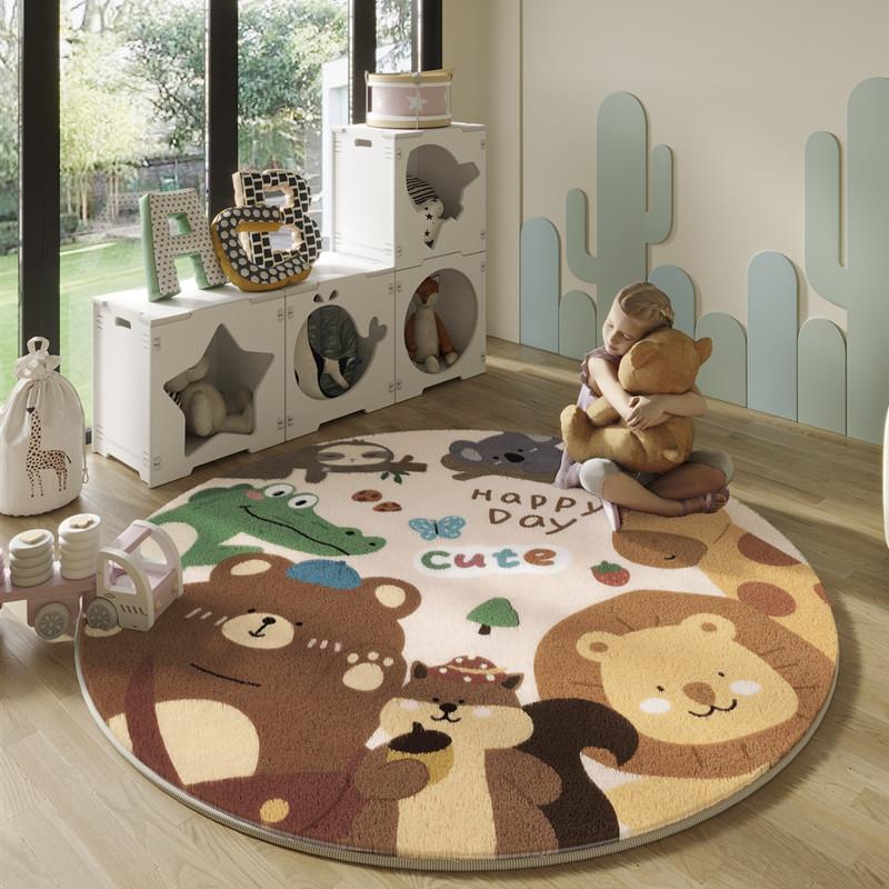 Nordic Style Carpets for Living Room Plush Round Bedside Rug Large Area Children Bedroom Decor Carpet Thickend Cartoon Floor Mat