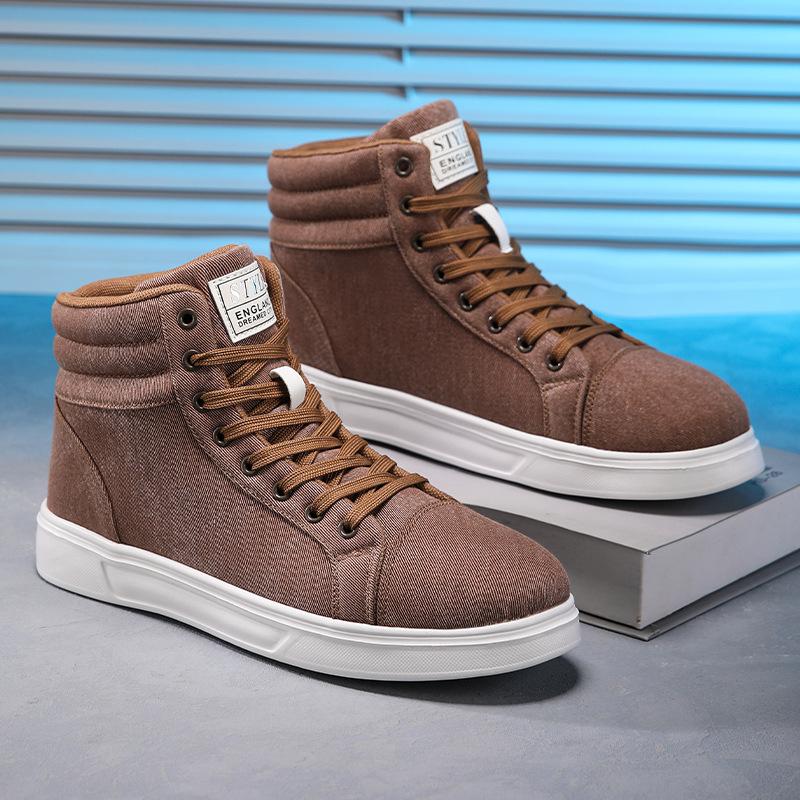 

Men s Shoes High-top Casual Shoes Trend Denim Lace-up Men Sneakers Outdoor Breathable Running Shoes Platform Couple Ankle Boots 35