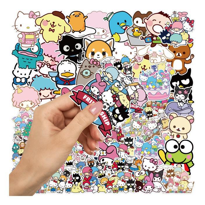 50 Sheets Sanrio-Themed Cartoon Stickers: Party, Suitcase, Cup, Phone Adhesive