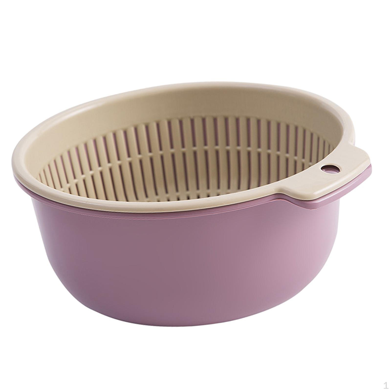 Double Layer Washing Basket Fruit Cleaning Basin, Multifunctional Space Saving Food Strainer, Small Red