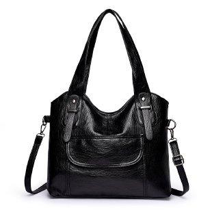 

Lady bags hot-selling new large-capacity portable shoulder bag trendy soft leather texture middle-aged lady mother чёрный