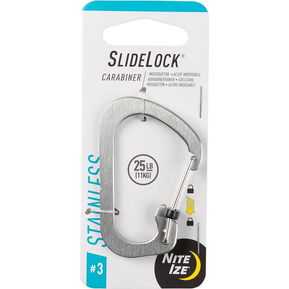 Nite Ize SlideLock Carabiner #3 Silver 3.5 in (89 mm) Durable Clip for Outdoor Use