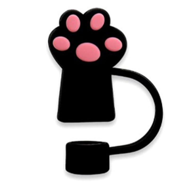 6pcs Durable Cat Claw Straw Seal Decoration Household Dust-Proof Straws Plugs Set Durable Drinkware Accessory for Cup