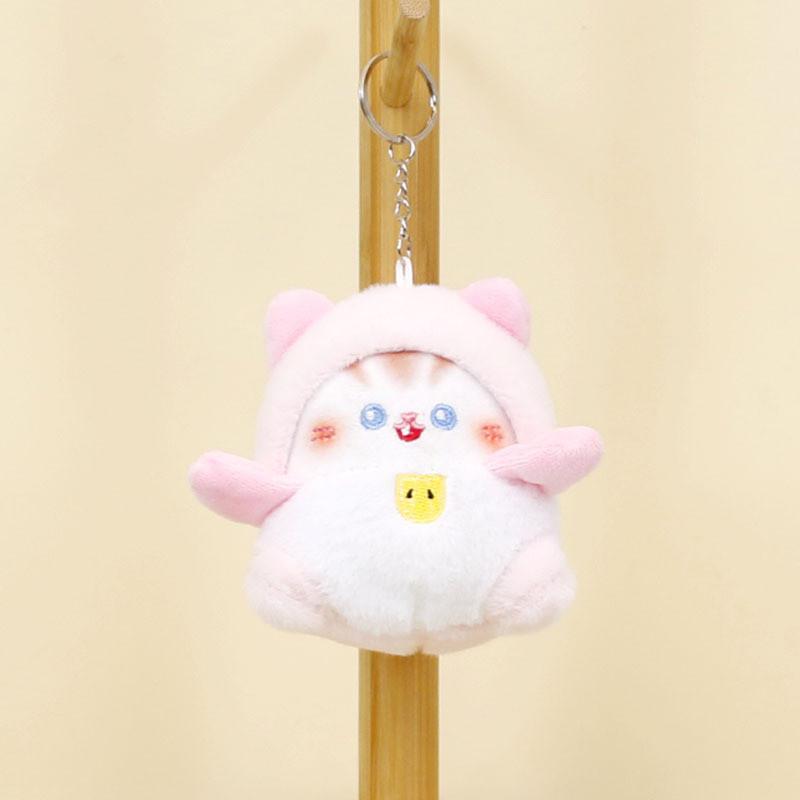 Entzückender Plüschkatzen-Schlüsselanhänger Niedliches Weichspielzeug für Mädchen Taschen und Schlüsselanhänger