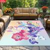 Cute Cartoon Pony Area Rug, Colorful Character Group Theme Non-slip Mat, Decorative Carpet for Kids Girls Bedroom, Washable Gift