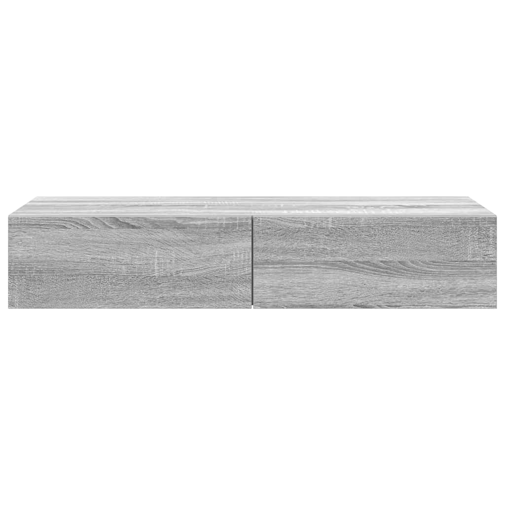 Wall Mounted Shelf with Drawers Grey Sonoma 100 x 36 x 19 cm Particleboard