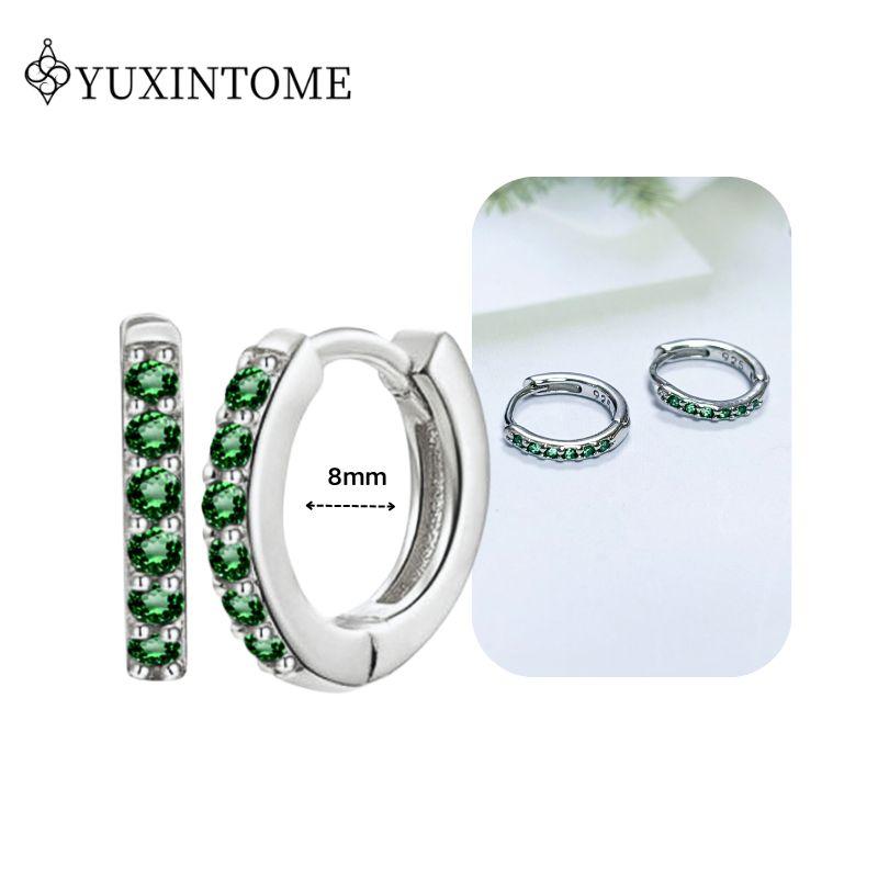 Turquoise 925 Silver Ear Needle Green Zircon vintage emerald Heart/Flower Pendant Hoop Earrings Fashion party Jewelry