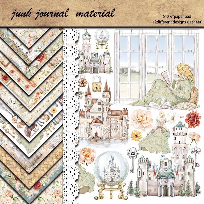 Грейс 12 Листов Ретро Европейский Замок DIY Бумага