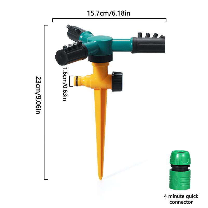 Three-prong 360 Degree Automatic Rotating Water Spray Sprinkler Nozzle Lawn Garden Watering Irrigation Supplies