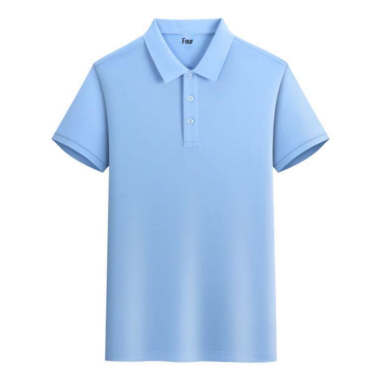 In-Stock Custom Ice Silk Polo Shirt: Short-Sleeved, Turn-Down Collar with Trendy Brand Embroidery and Your Unique Design.