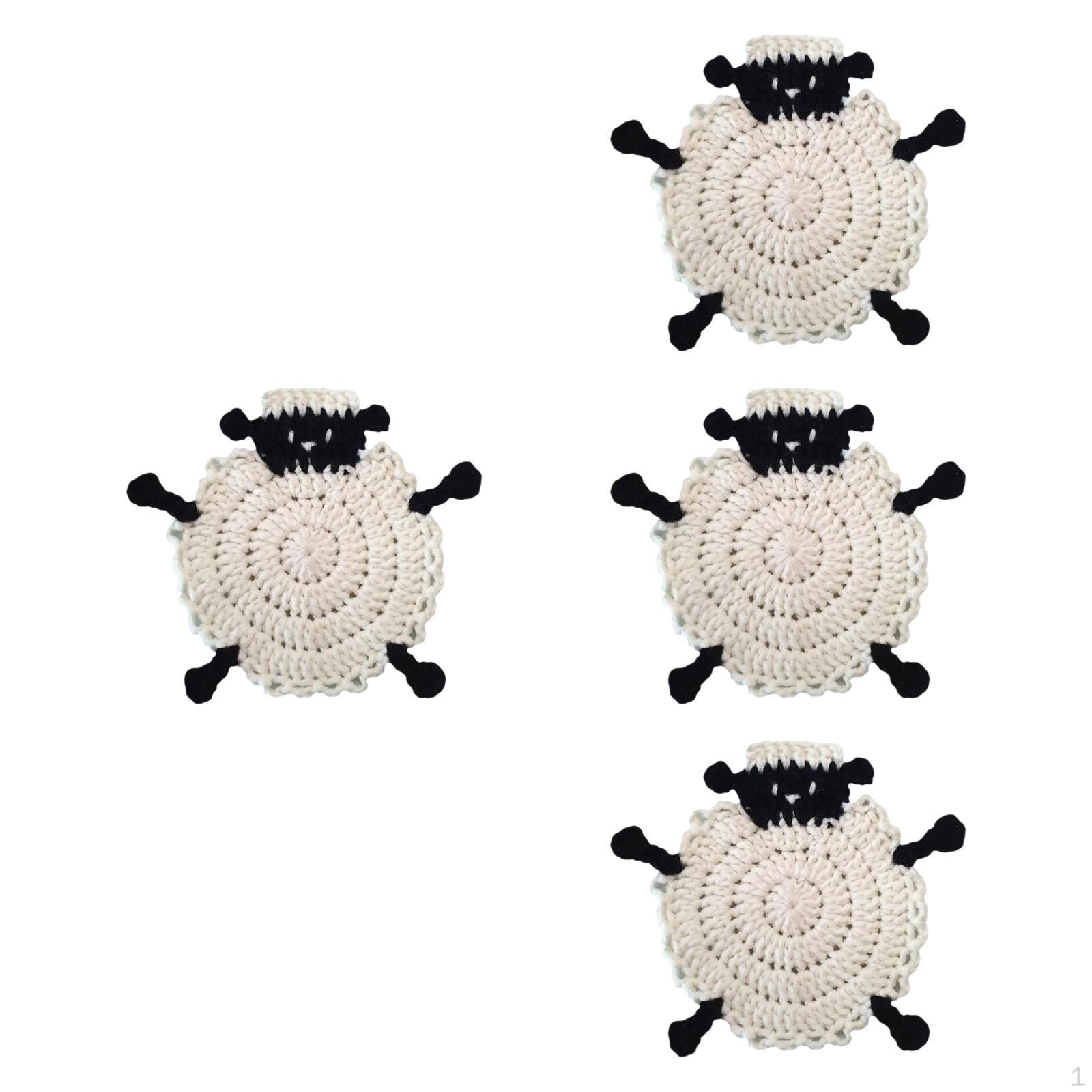 

Coasters, Handmade Crochet Insulation Pads Creative Decorative Drink Placemats білий