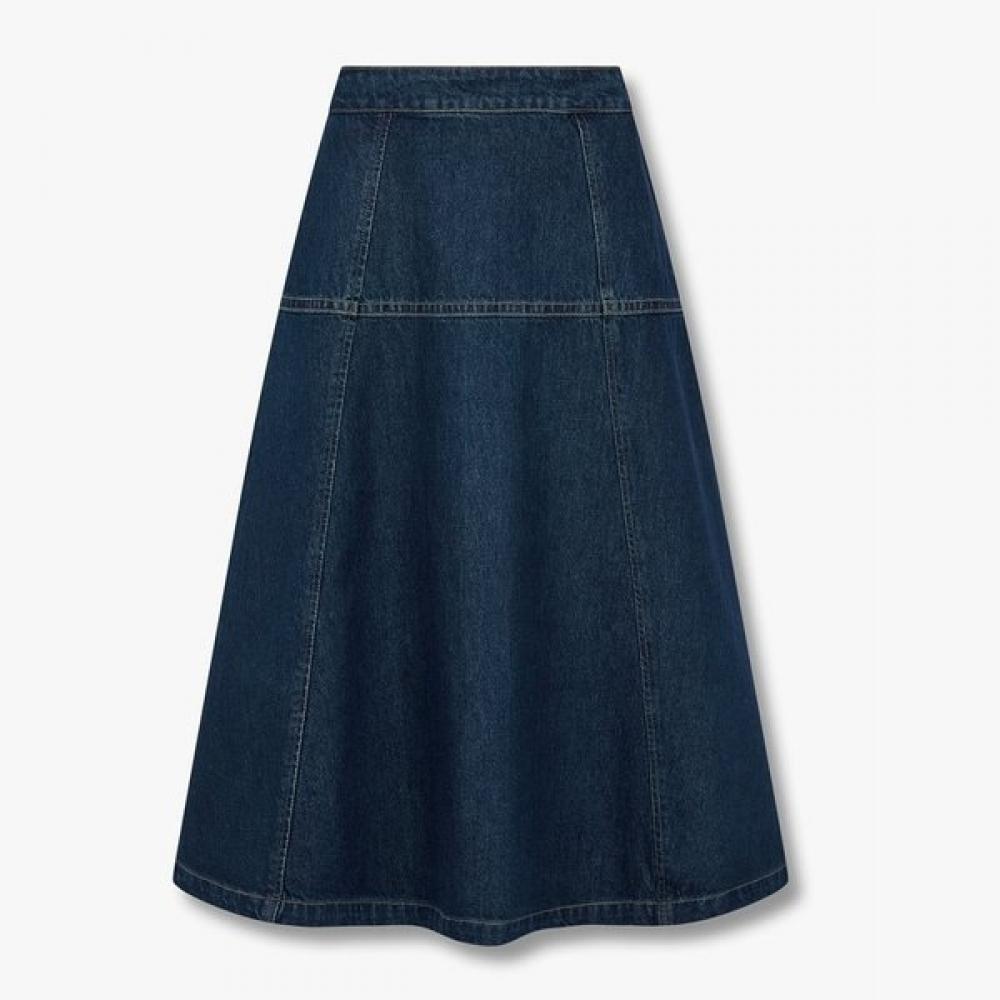 Studio Tomboy Back Banding Flare Denim Skirt  9106162106ct dark blue/OS