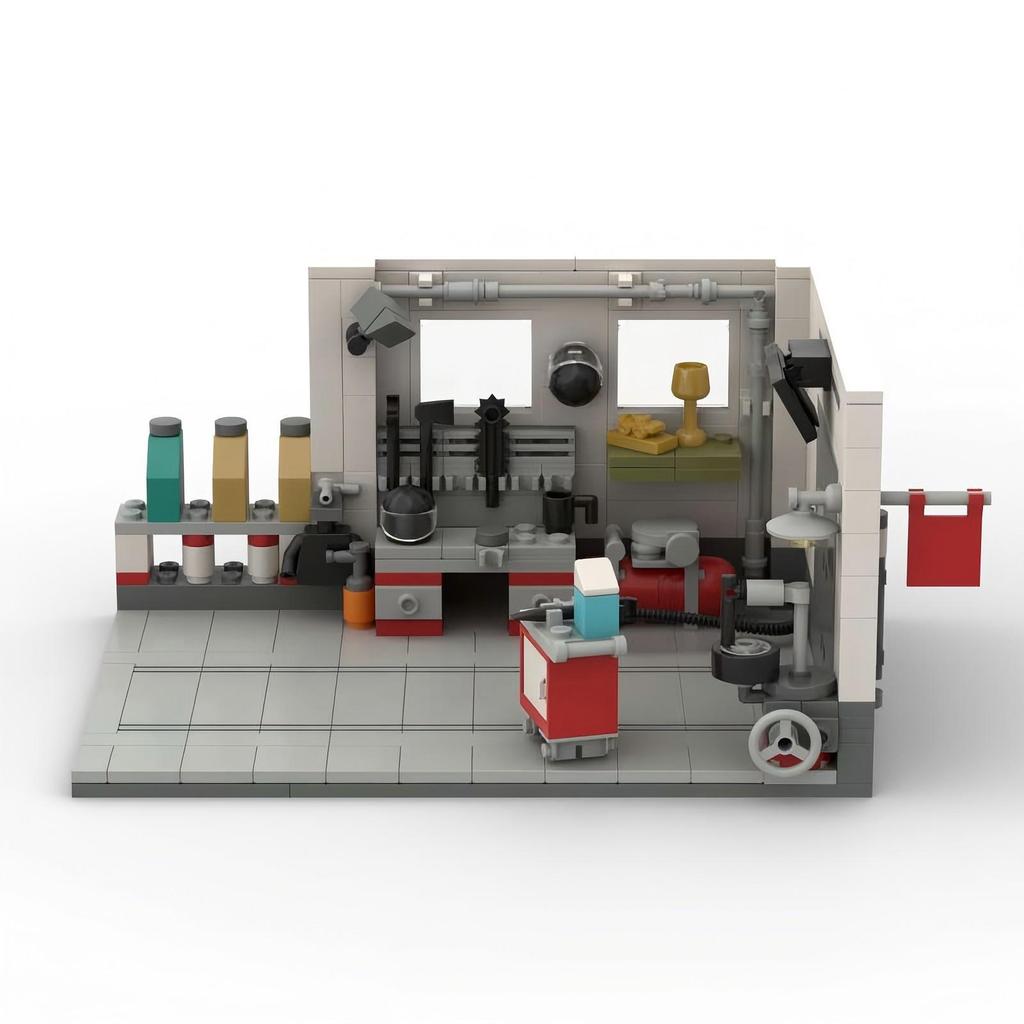 Compatible Building Blocks MOC Car Repair Shop Creative Toy Desktop Car Model Display Piece with Small Parts