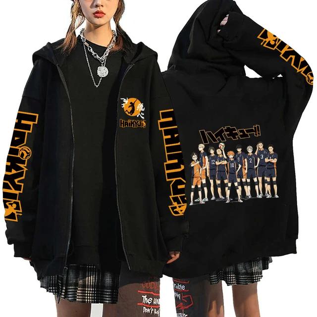 Haikyuu Japonské Anime Mikina s Kapucí na Zip Karasuno High School s Kapucí Pánské Dámské Mikiny Harajuku Podzim Zima Zapínací Svetr