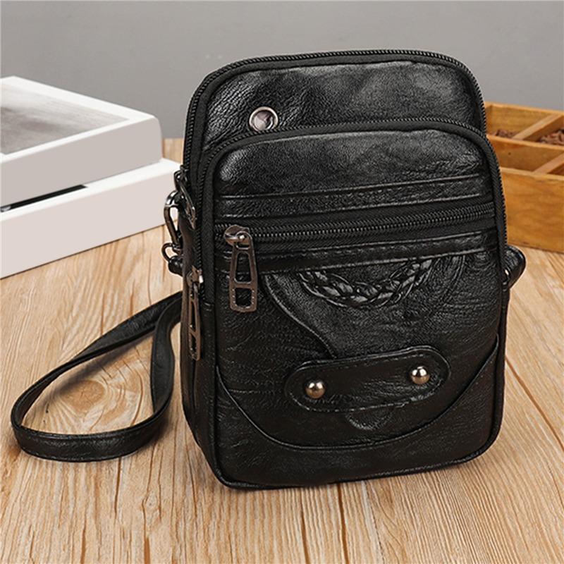 Fashion Vintage Messenger Bag for Women Small PU Leather Shoulder Crossbody Purse Handbag