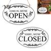 Outdoor Business Hours Sign Wooden Open Closed Sign, Double-Sided Hanging Door with Vintage Clear Font Notice Frame, Waterproof Storefront Indicator,