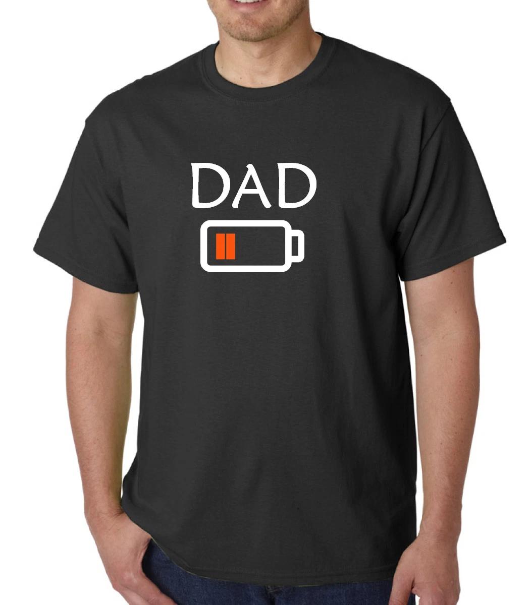 Dad Low Battery Shirt Tired Daddy Funny T-Shirt Fathers Day Tee Empty Energy M
