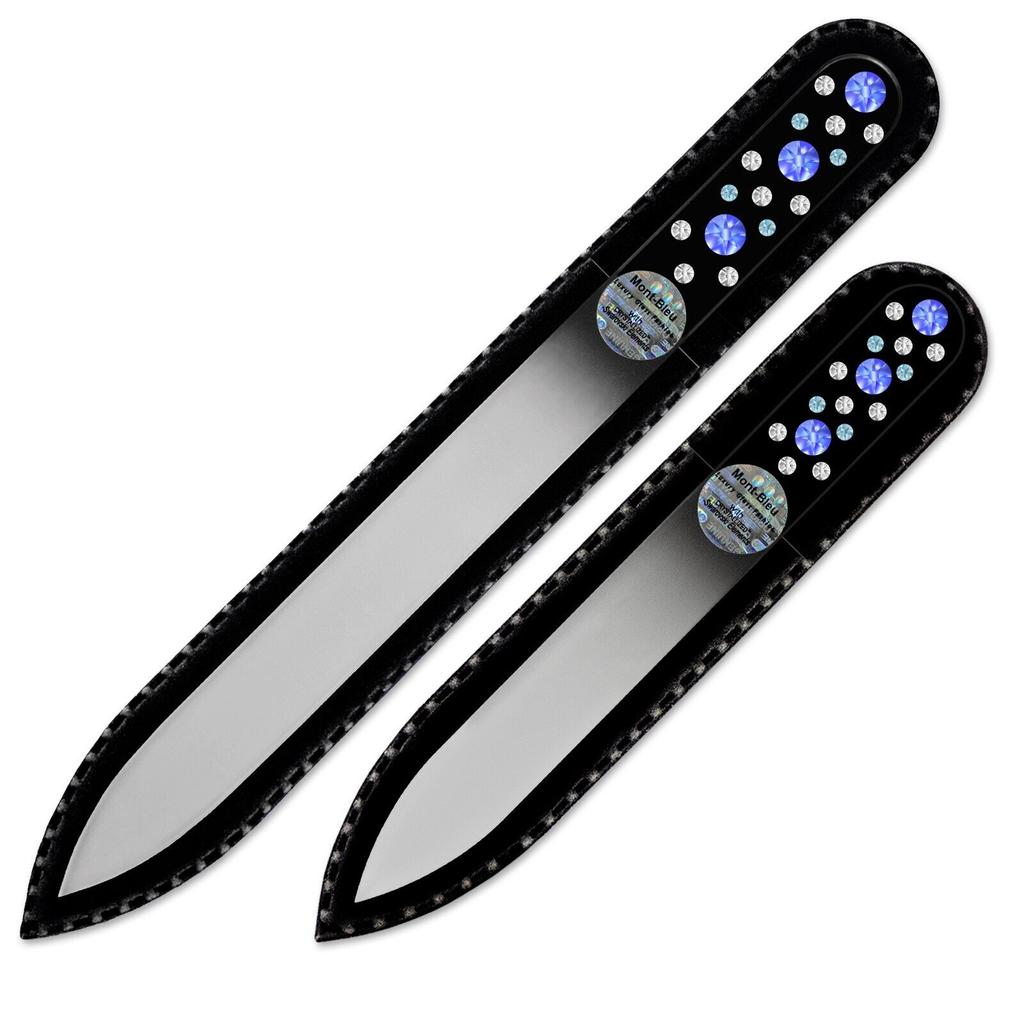 Set of 2 Black Glass Nail Files with Crystals CNB-MS