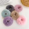 Winter Soft Plush Hair Scrunchies Blue Pink Rabbit Fur Hair Tie Women Sweet Ponytail Hair Rope Elastic Rubber Bands