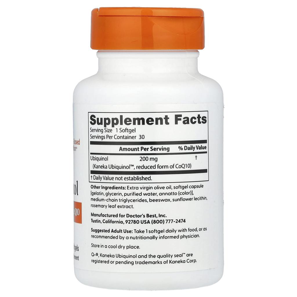Doctor'S Best, Ubiquinol, 200Mg, 30 Softgels