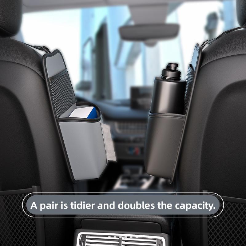 Car Seat Side Storage Bag Hanging Auto Seat Organizer Tissue Holder Universal Mesh Storage Pocket for Phone Bottle
