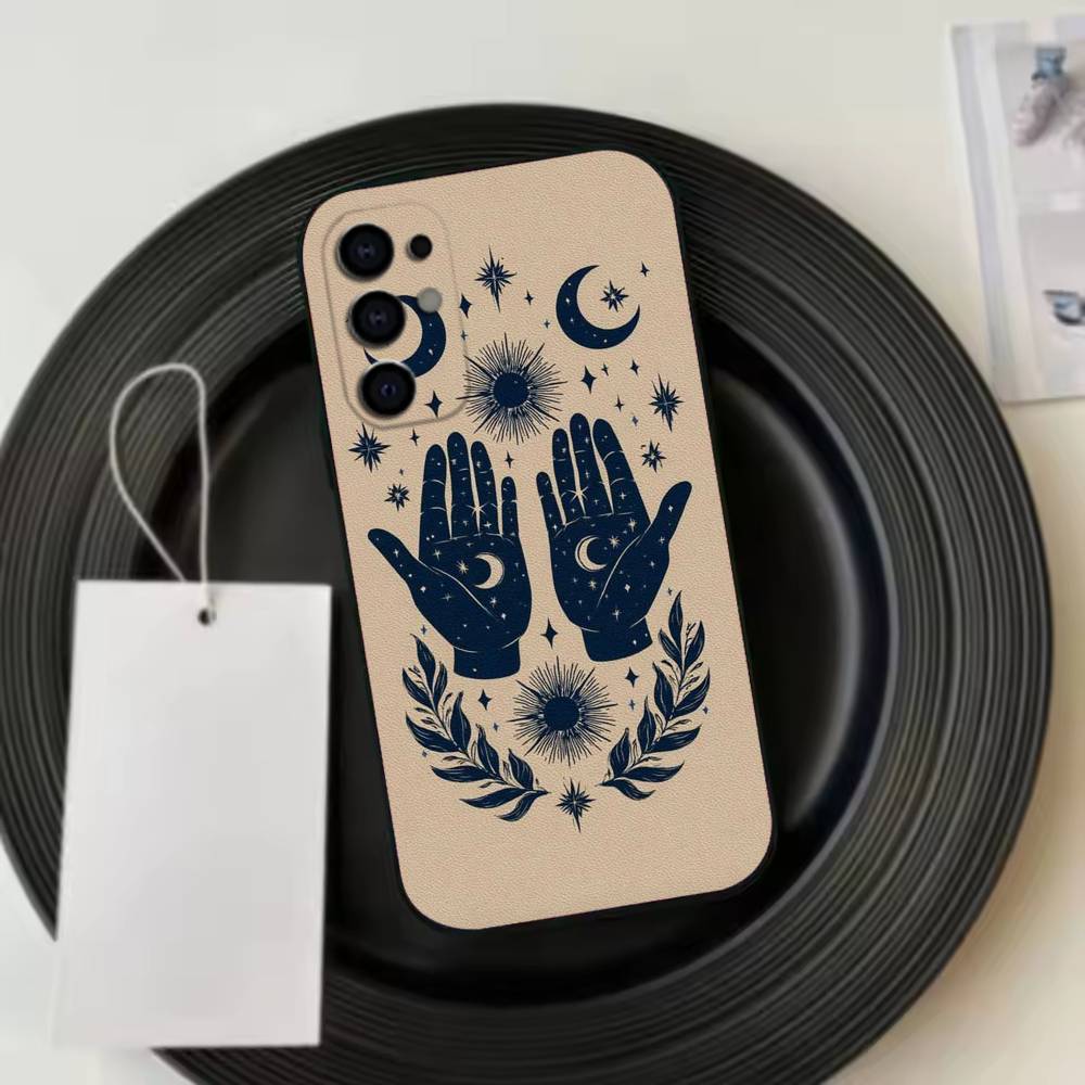 Flower Plant M-Moon Pattern Phone Case Black Silicone Soft For Samsung S25,S24,S21,S22,S23,S30,Ultra,S20,Plus,Fe,Lite