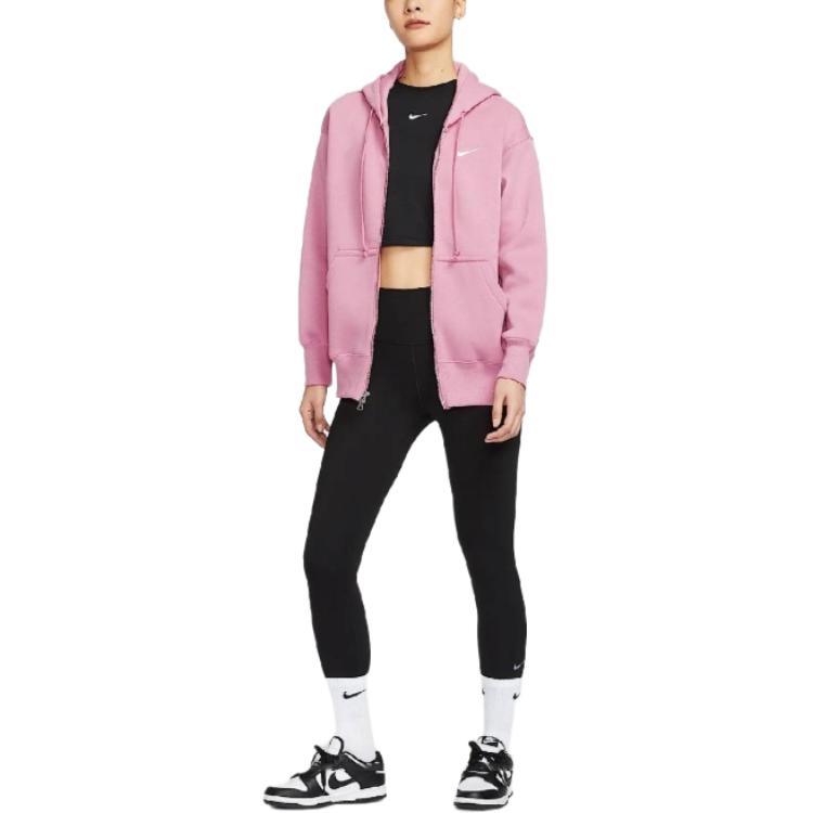 Nike Sportbekleidung Phoenix Fleecegefüttert Bequemes Kapuzenpullover mit langen Ärmeln Damen Element Pink/Segelweiß DQ5759-699
