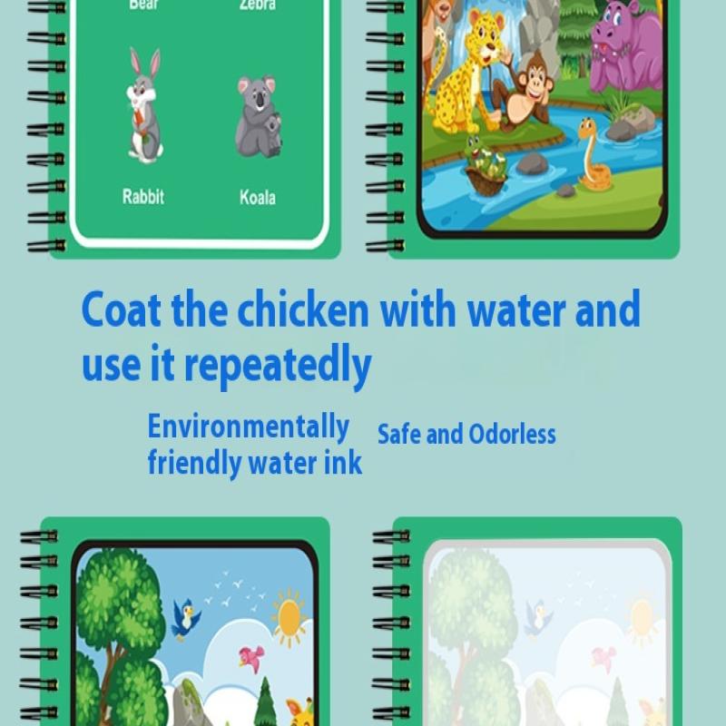 1 Libro+1 Penna Libro da Colorare Riutilizzabile Libro da Dipingere con l'Acqua Sensoriale Educazione Precoce Puzzle Giocattoli da Disegno
