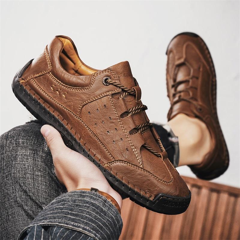 Brown Shoes for Men Genuine Leather Casual Shoes Size 48 Outdoor Hiking Sneakers Men Breathable Mens Shoes Zapatos De Hombre